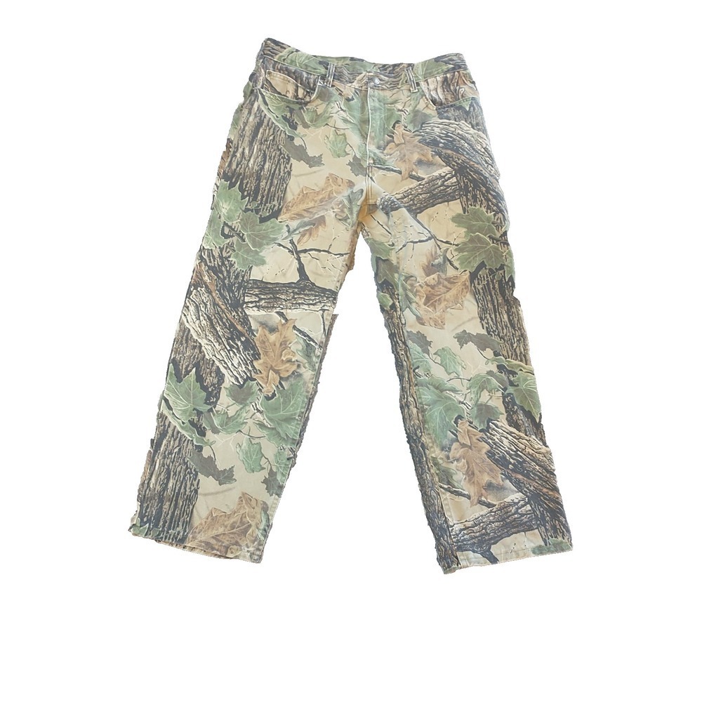 Cabelas Realtree Camo Pants Mens 32 Regular Straight Leg Cotton Canvas Hunting